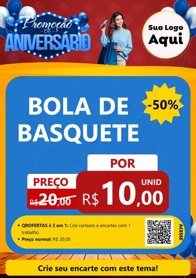 Modelo de Cartaz para Cartaz A4 Vertical com o tema Promoção de Aniversário para Artigos Esportivos