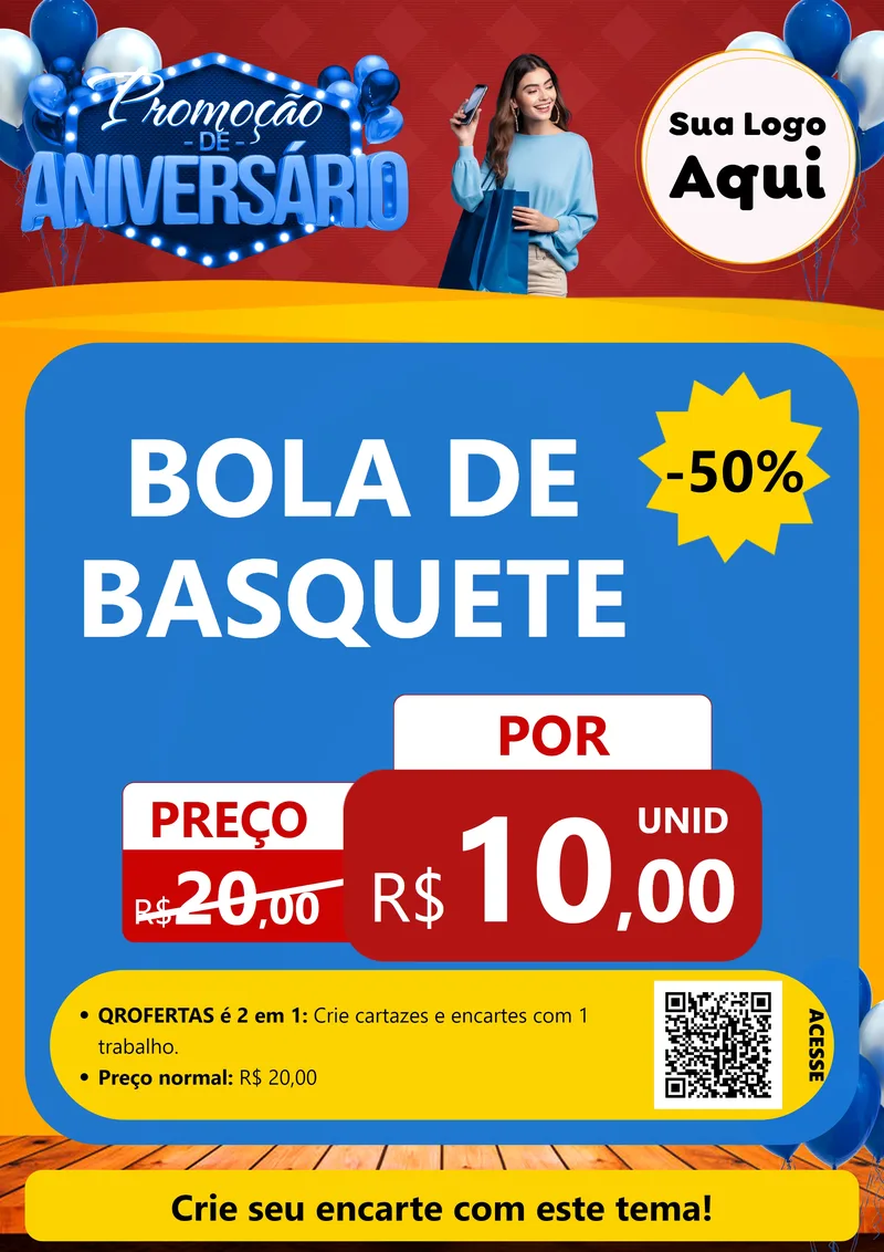 Modelo de Cartaz para Cartaz A4 Vertical com o tema Promoção de Aniversário para Artigos Esportivos