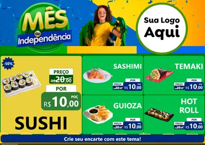 Modelo de Encarte para Encarte A4 Horizontal com o tema Mês da Independência para Comida japonesa