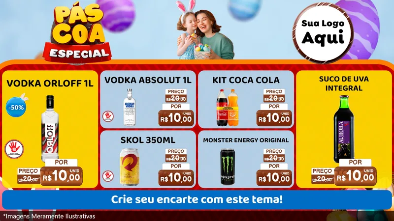 Modelo de TV para TV Horizontal com o tema Páscoa Especial para Distribuidora de bebidas