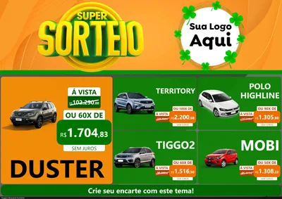 Modelo de Encarte para Encarte A4 Horizontal com o tema Super Sorteio para Concessionaria de Carros