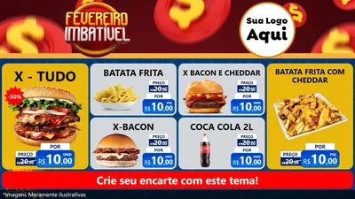 Modelo de TV para TV Horizontal com o tema Fevereiro Imbatível para Hamburgueria