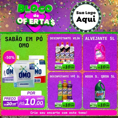 Modelo de Rede Social para Feed Facebook com o tema Bloco de Ofertas para Produtos de Limpeza