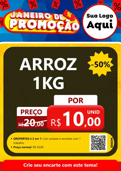 Modelo de Cartaz para Cartaz A4 Vertical com o tema Janeiro de Promoção para Supermercado