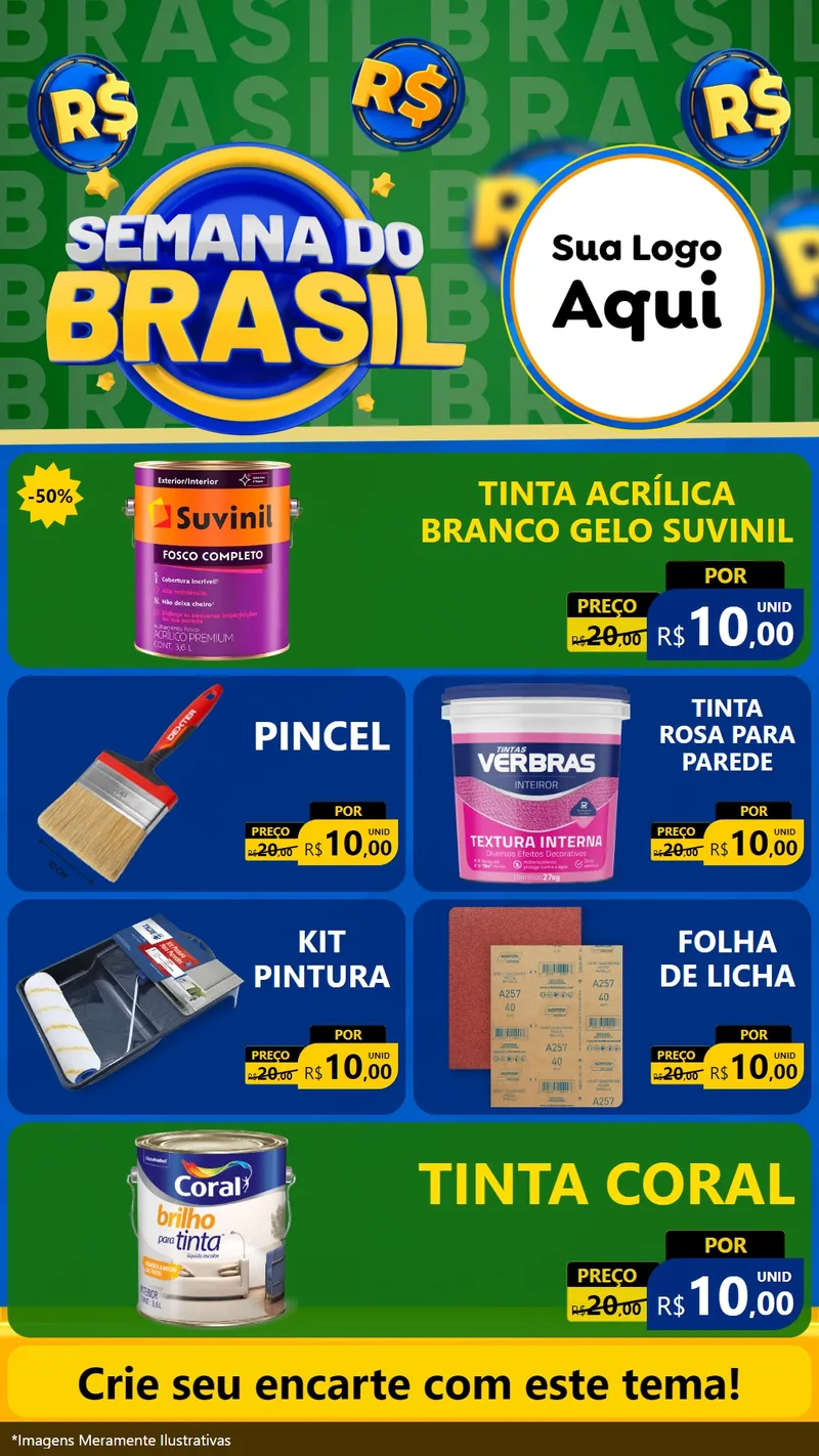 Modelo de TV para TV Vertical com o tema Semana Do Brasil para Tintas e Ferramentas