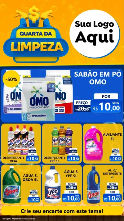Modelo de Rede Social para Stories com o tema Quarta da Limpeza para Produtos de Limpeza