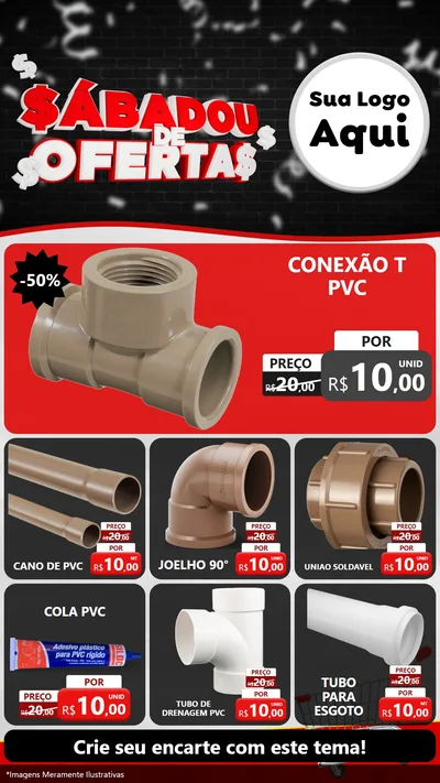 Modelo de Rede Social para Stories com o tema Sabadou de Ofertas para Tubos e conexões