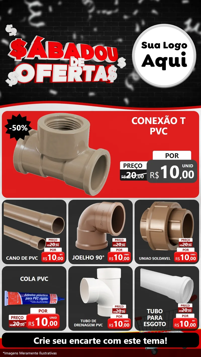 Modelo de Rede Social para Stories com o tema Sabadou de Ofertas para Tubos e conexões