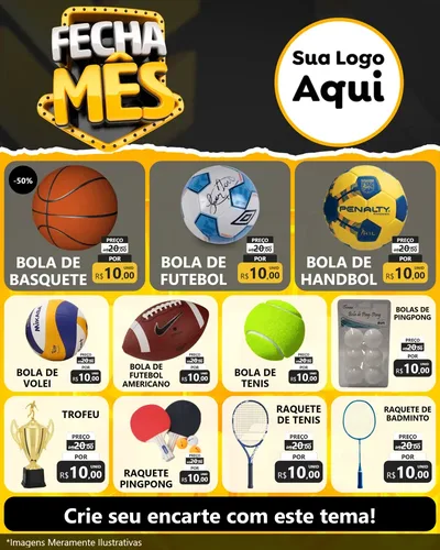 Modelo de Rede Social para Feed Instagram com o tema Fecha Mês para Artigos Esportivos