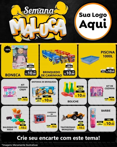 Modelo de Rede Social para Feed Instagram com o tema Semana Maluca para Brinquedos