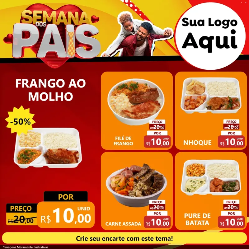 Modelo de Rede Social para Feed Facebook com o tema Semana Dos Pais para Restaurante
