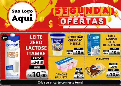 Modelo de Encarte para Encarte A4 Horizontal com o tema Segunda de Ofertas para Frios e Laticínios