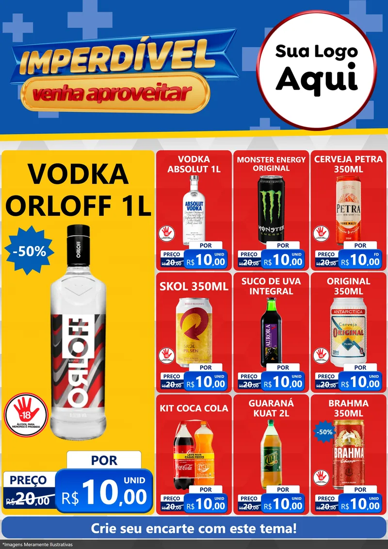 Modelo de Encarte para Encarte A4 Vertical com o tema Imperdível para Distribuidora de bebidas