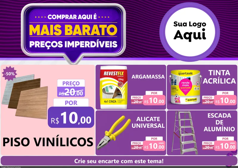 Modelo de Encarte para Encarte A4 Horizontal com o tema Mais Barato para Material para Construção