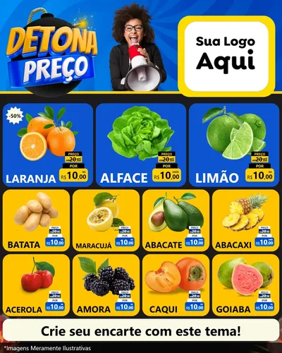 Modelo de Rede Social para Feed Instagram com o tema Detona Preços para Hortifrúti