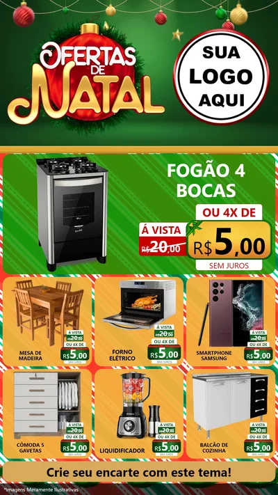 Modelo de Rede Social para Stories com o tema Ofertas de Natal para Móveis e Eletro
