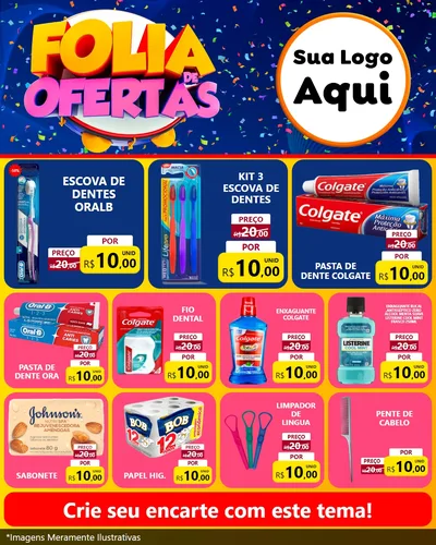 Modelo de Rede Social para Feed Instagram com o tema Folia de Ofertas para Higiene Pessoal