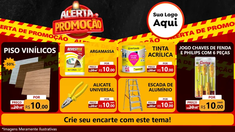 Modelo de TV para TV Horizontal com o tema Alerta de Promoção para Material para Construção