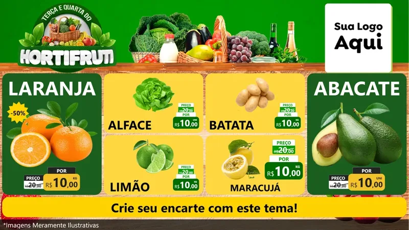 Modelo de TV para TV Horizontal com o tema Terça e Quarta do Hortifruti para Hortifrúti