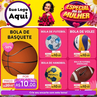 Modelo de Rede Social para Feed Facebook com o tema Especial Dia da Mulher para Artigos Esportivos