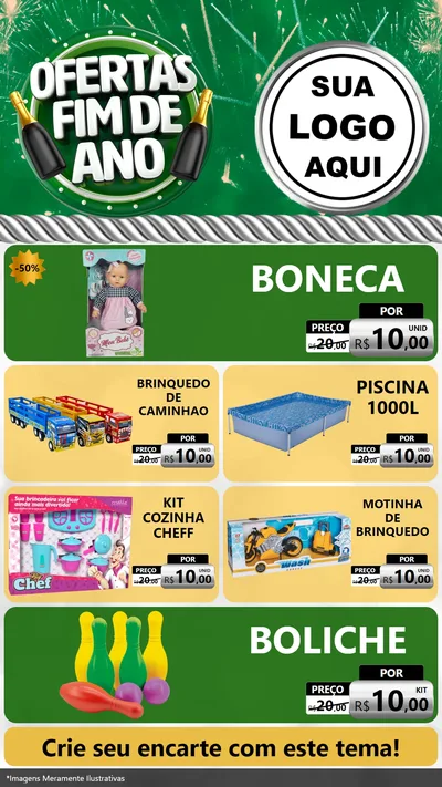 Modelo de TV para TV Vertical com o tema Ofertas Fim de Ano para Brinquedos