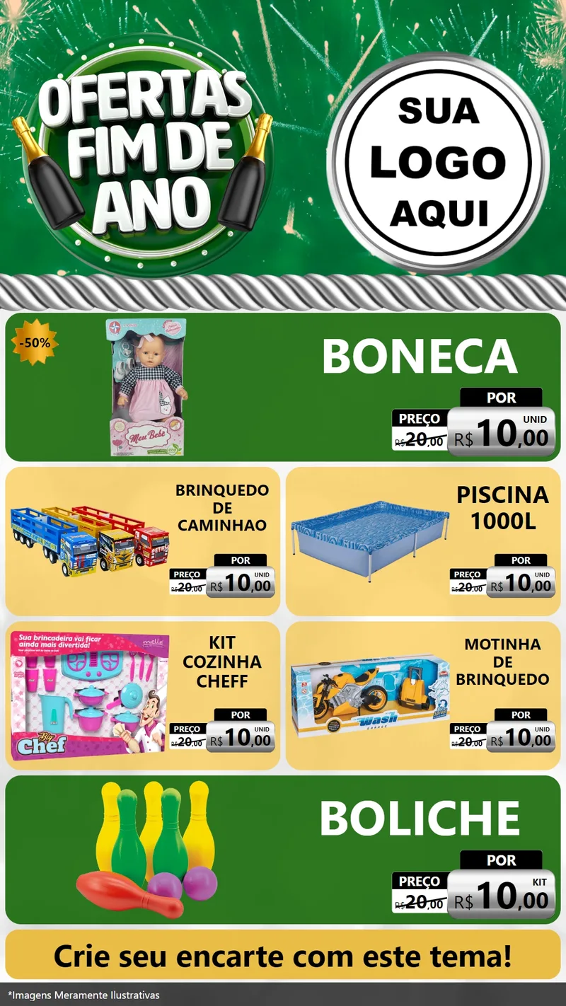 Modelo de TV para TV Vertical com o tema Ofertas Fim de Ano para Brinquedos