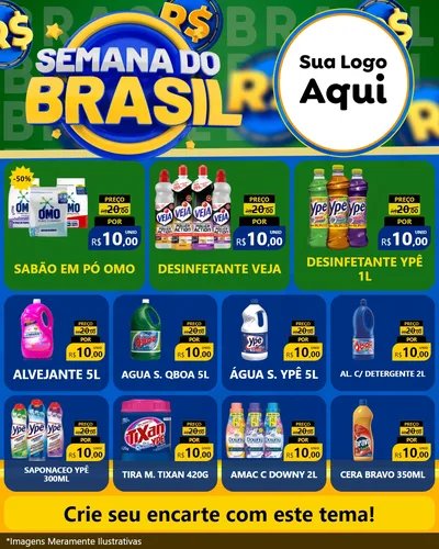 Modelo de Rede Social para Feed Instagram com o tema Semana Do Brasil para Produtos de Limpeza