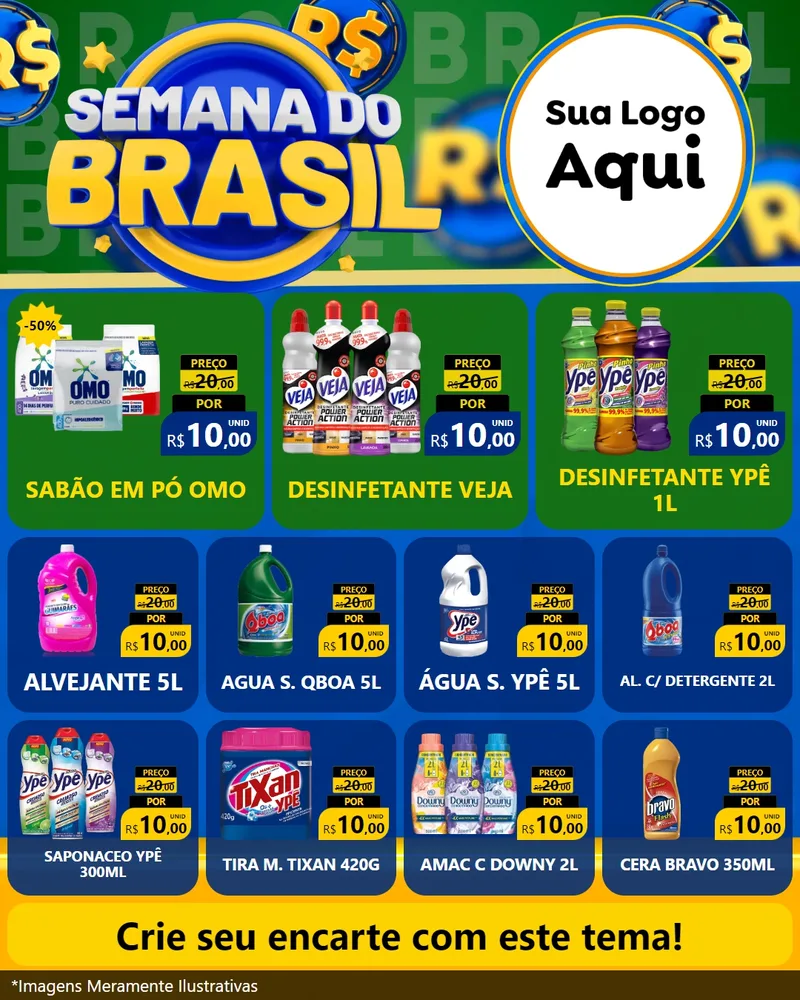 Modelo de Rede Social para Feed Instagram com o tema Semana Do Brasil para Produtos de Limpeza