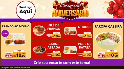 Modelo de TV para TV Horizontal com o tema Promoção de Aniversário para Restaurante