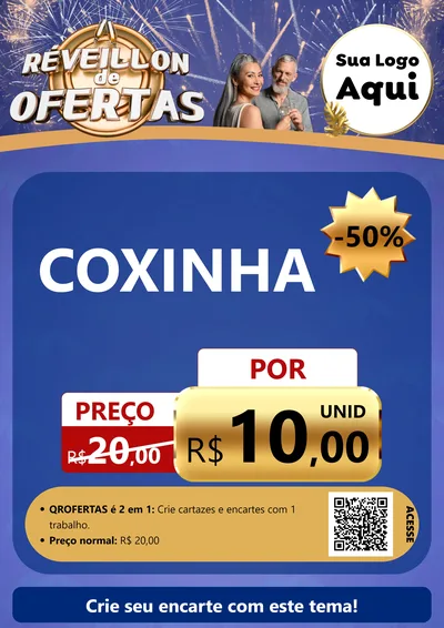 Modelo de Cartaz para Cartaz A4 Vertical com o tema Réveillon de Ofertas para Salgadaria