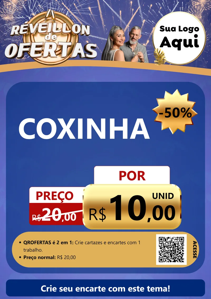 Modelo de Cartaz para Cartaz A4 Vertical com o tema Réveillon de Ofertas para Salgadaria