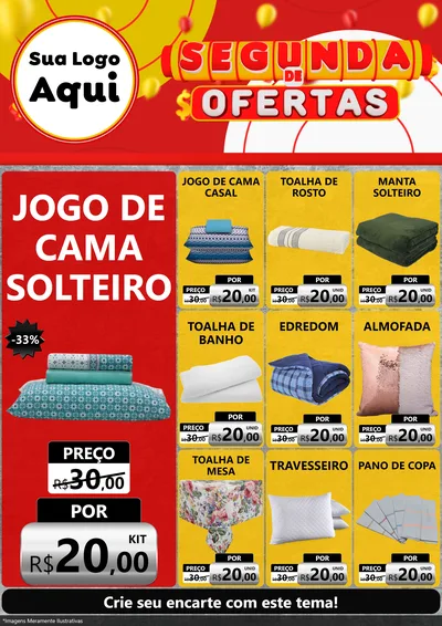 Modelo de Encarte para Encarte A4 Vertical com o tema Segunda de Ofertas para Cama, Mesa e Banho