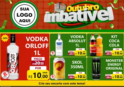 Modelo de Encarte para Encarte A4 Horizontal com o tema Outubro Imbatível para Distribuidora de bebidas