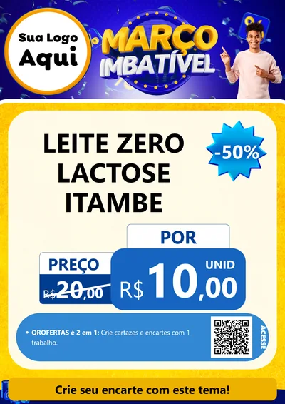 Modelo de Cartaz para Cartaz A4 Vertical com o tema Março Imbatível para Frios e Laticínios