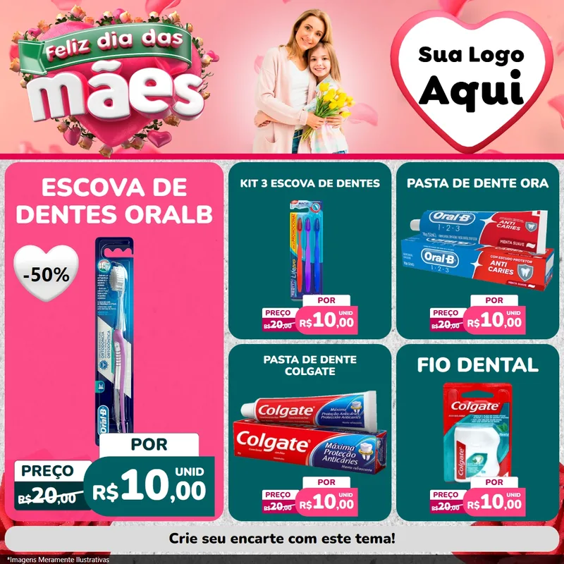 Modelo de Rede Social para Feed Facebook com o tema Feliz Dia das Mães para Higiene Pessoal