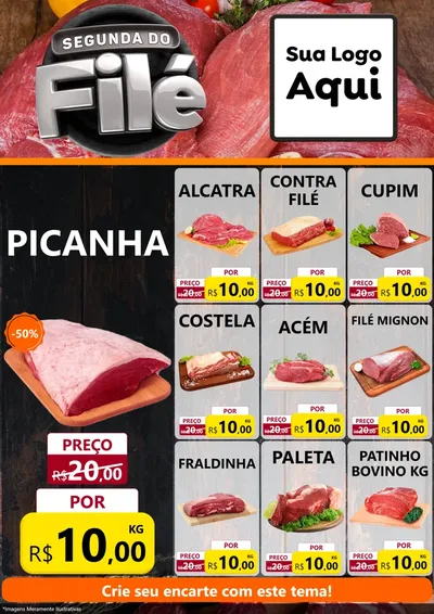 Modelo de Encarte para Encarte A4 Vertical com o tema Segunda do Filé para Açougue