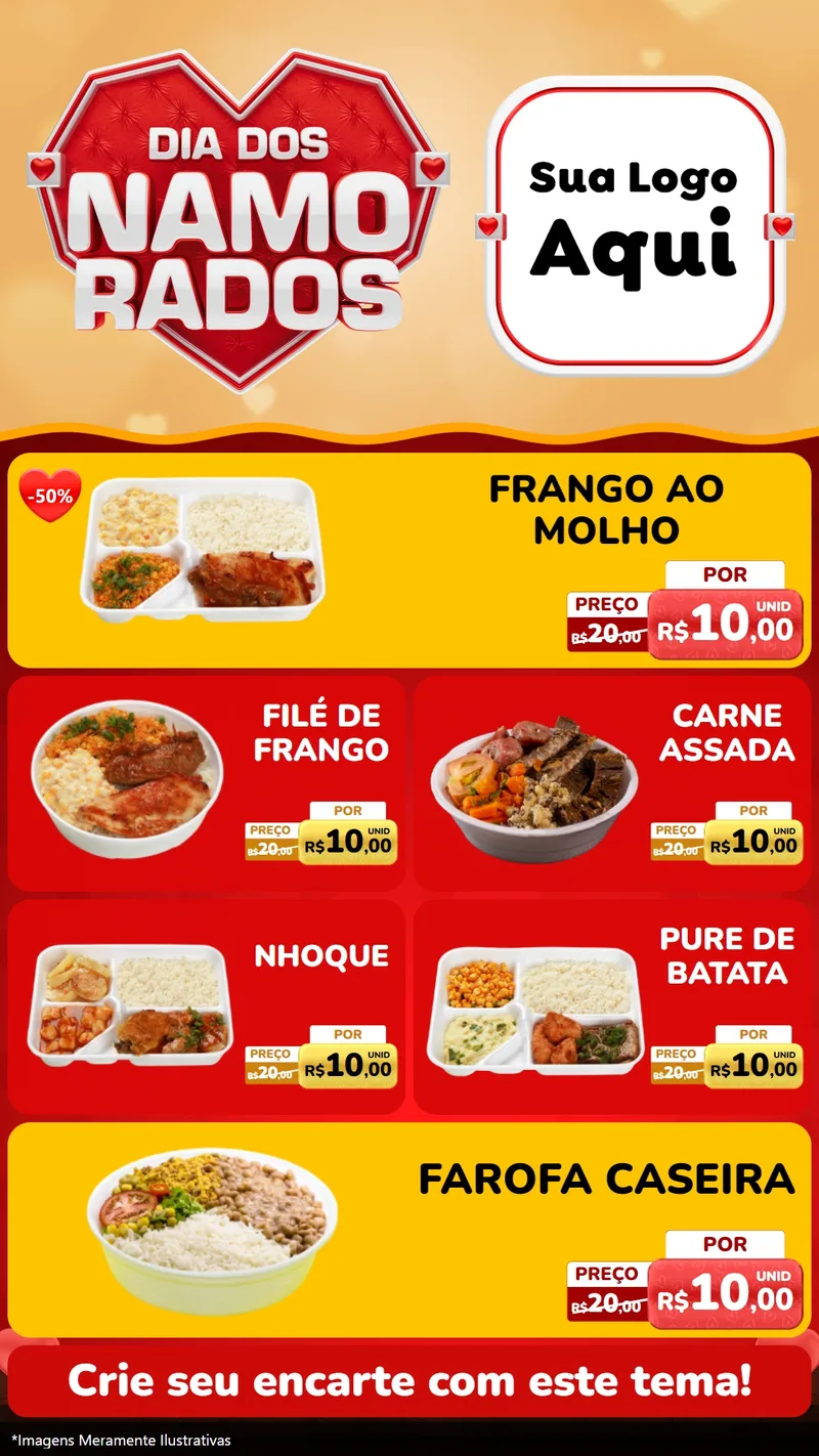 Modelo de TV para TV Vertical com o tema Dia dos Namorados para Restaurante