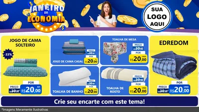 Modelo de TV para TV Horizontal com o tema Janeiro da Economia para Cama, Mesa e Banho