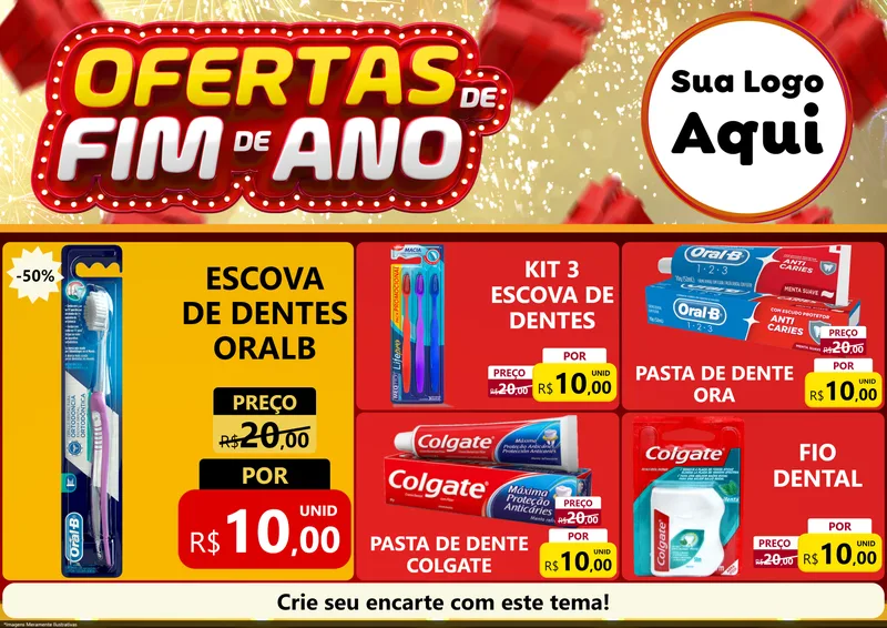 Modelo de Encarte para Encarte A4 Horizontal com o tema Ofertas de Fim de Ano para Higiene Pessoal