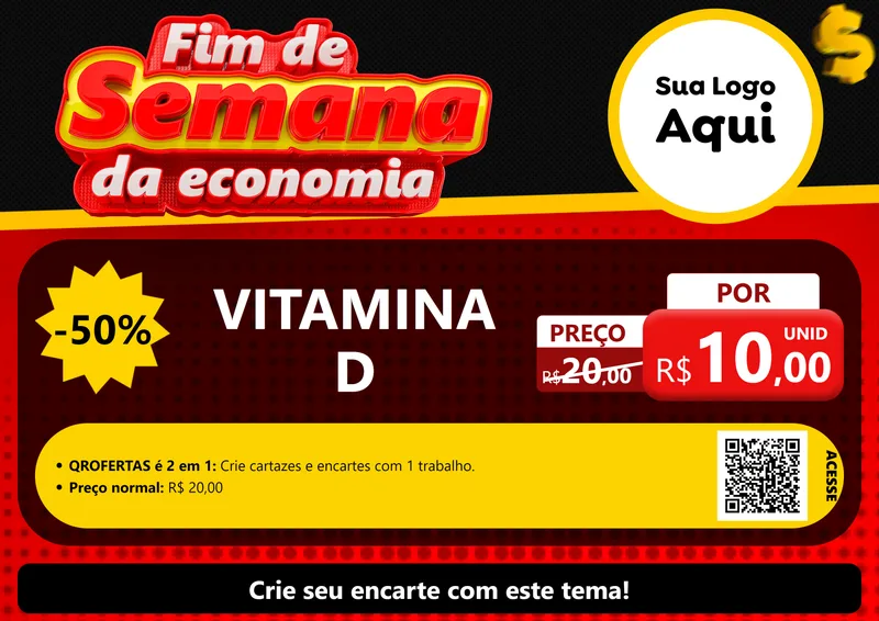 Modelo de Cartaz para Cartaz A4 Horizontal com o tema Fim de Semana da Economia para Farmácia