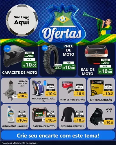 Modelo de Rede Social para Feed Instagram com o tema Ofertas (Futebol) para Moto peças