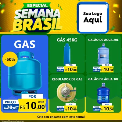 Modelo de Rede Social para Feed Facebook com o tema Especial Semana do Brasil para Água e gás