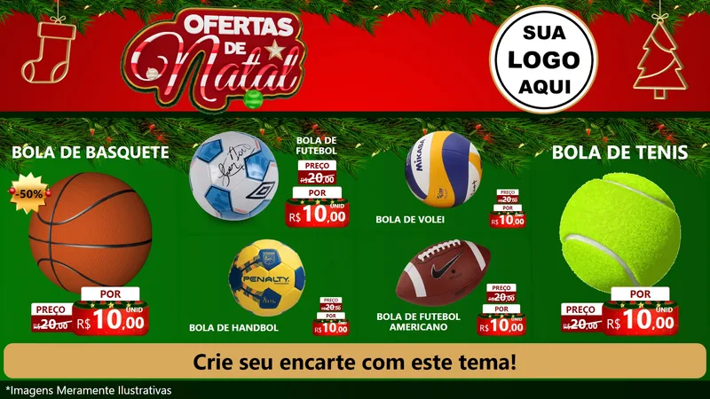 Modelo de TV para TV Horizontal com o tema Ofertas de Natal para Artigos Esportivos