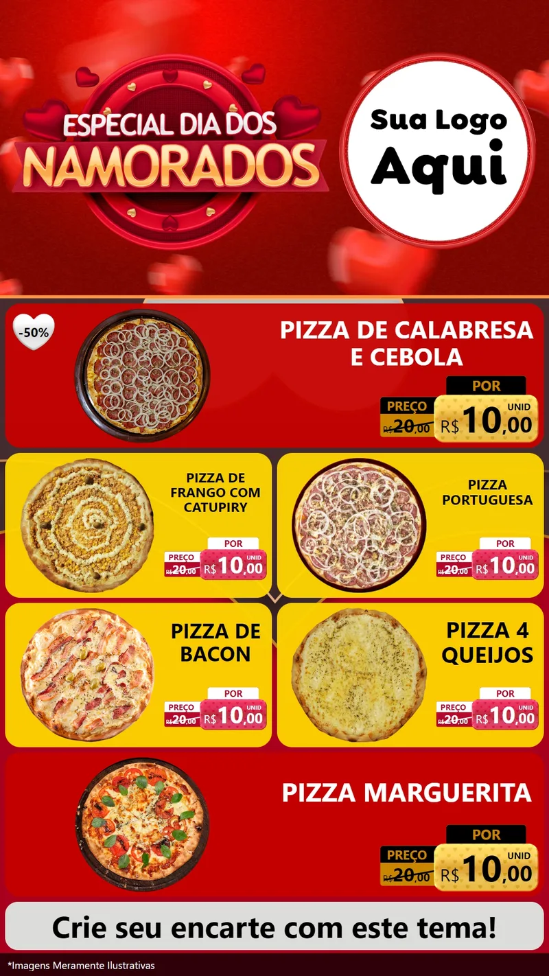 Modelo de TV para TV Vertical com o tema Especial Dia Dos Namorados para Pizzaria