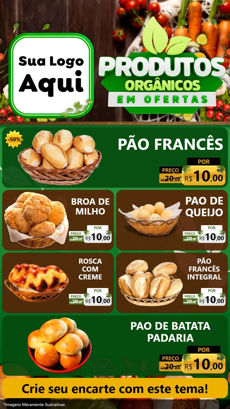 Modelo de TV para TV Vertical com o tema Produtos Orgânicos em Ofertas para Padaria