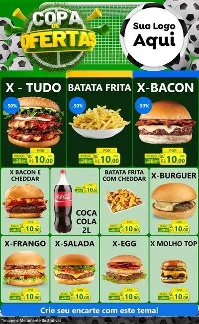 Modelo de Encarte para Encarte Grande com o tema Copa De Ofertas para Hamburgueria