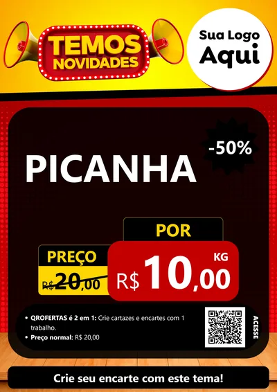 Modelo de Cartaz para Cartaz A4 Vertical com o tema Temos Novidades para Açougue
