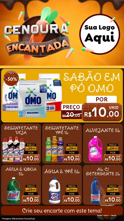 Modelo de Rede Social para Stories com o tema Cenoura Encantada - Páscoa para Produtos de Limpeza