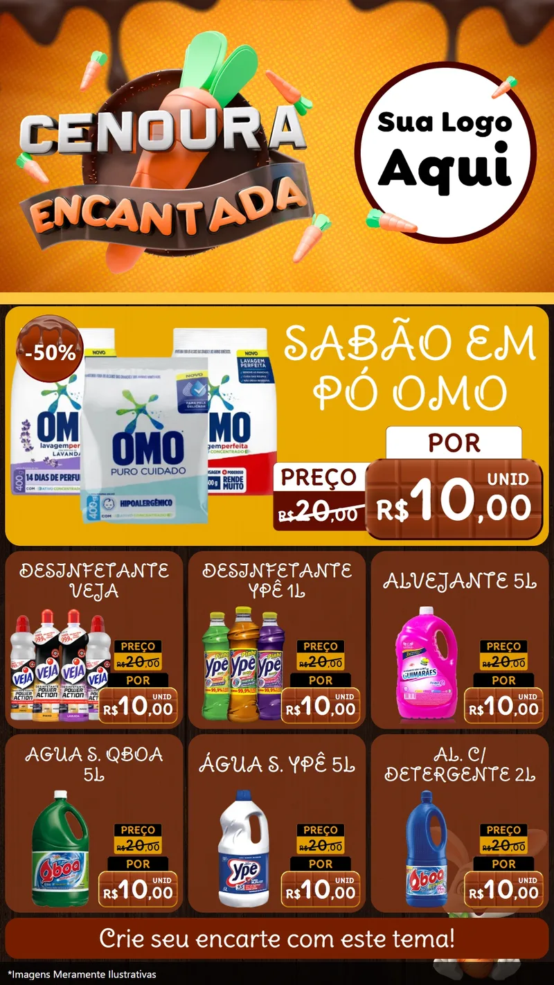 Modelo de Rede Social para Stories com o tema Cenoura Encantada - Páscoa para Produtos de Limpeza