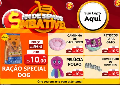 Modelo de Encarte para Encarte A4 Horizontal com o tema Fim de Semana Imbatível para Pet Shop
